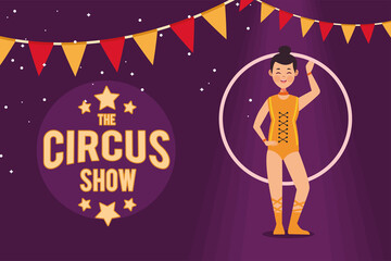 circus show lettering and dancer