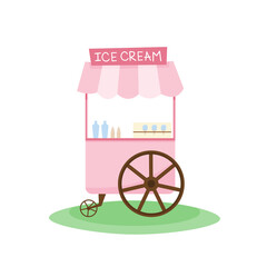 Ice cream cart on a white background. Ice cream stand