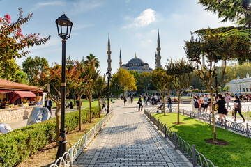 Naklejka premium The Sultan Ahmed Mosque (the Blue Mosque) in Istanbul, Turkey