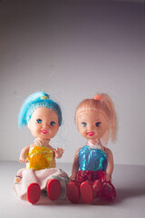 girls doll with beautiful hair. two dolls for girls games. children's playmates at home. 