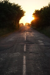 sunset on the road