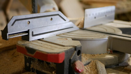Fototapeta na wymiar Ruler and tool for woodworking