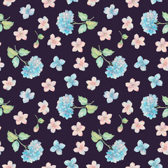 Seamless pattern of watercolor flowers. Watercolor illustration for design, ready-made seamless background with delicate flowers