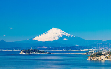 富士山と湘南海岸　冬景