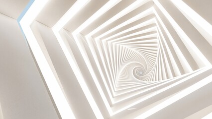Naklejka premium Abstract background rotating geometric tunnel with lighting 3d rendering