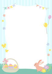 easter illustration with bunnies and easter eggs