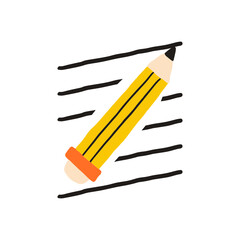 Pencil with striped lines vector illustration in flat color design