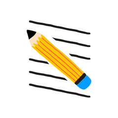 Pencil with striped lines vector illustration in flat color design