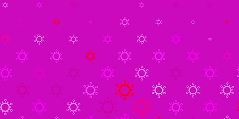 Light purple, pink vector background with covid-19 symbols.