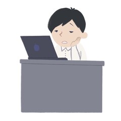 パソコンの前でやる気が出ない男性_鬱_五月病