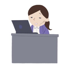 パソコンの前でやる気が出ない女性_鬱_五月病