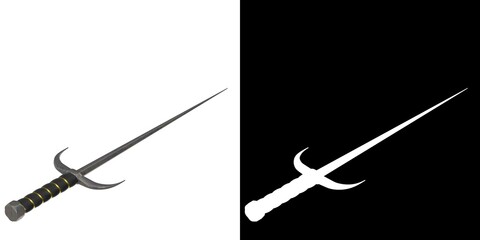 3D rendering illustration of a sai piercing knife melee