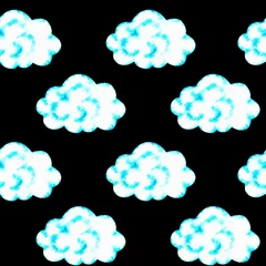 Fototapete Rund Seamless cloud pattern. St. Patrick's Day. Watercolor illustration. Isolated on a black background. © Ekaterina
