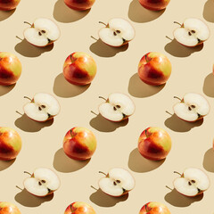 Pattern of apples on a beige background.