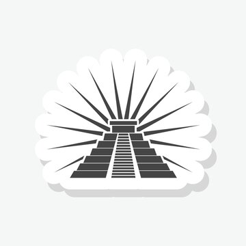 recommend clip art: Chichen Itza in Mayan sticker icon isolated on white background
