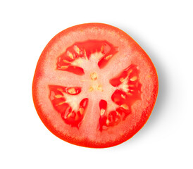 Fresh tomato fruit slice isolated on white