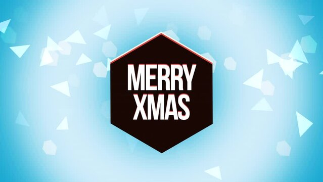 Merry XMAS with fly snowflakes and frame on blue background, motion holidays and modern style background for New Year and Merry Christmas