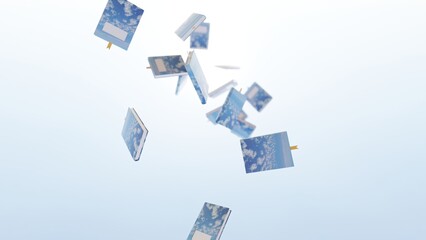 3d illustration of blue books.