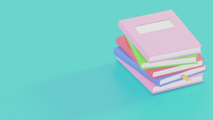 background.3d illustration of colorful books