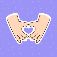 Heart sign by hand. Love day sticker. Heart shape. Valentines day vector Illustration - 484841301