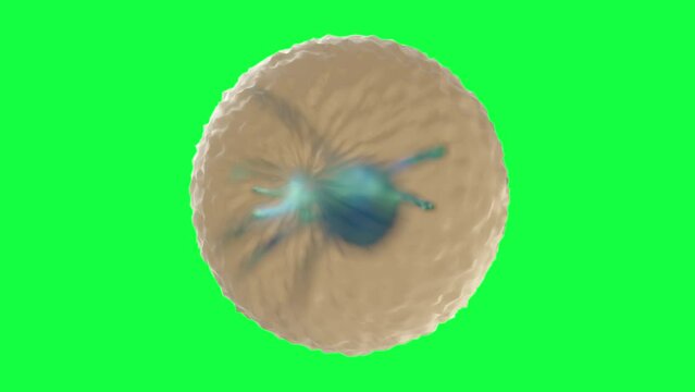 3d animation of a cancer cell on green screen
