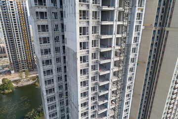 Aerial view of apartment construction site in China