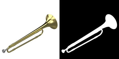 3D rendering illustration of a school band toy trumpet