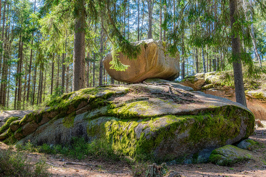 The "Hanging Stone" in National nature Park Heidenreichstein Northern Lower Austria