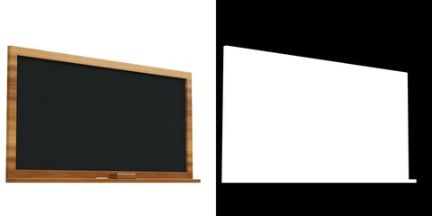 3D rendering illustration of a school classroom chalkboard