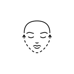 Facelift, face plastic of chin, line icon. Plastic surgery, lifting contour skin. Vector illustration