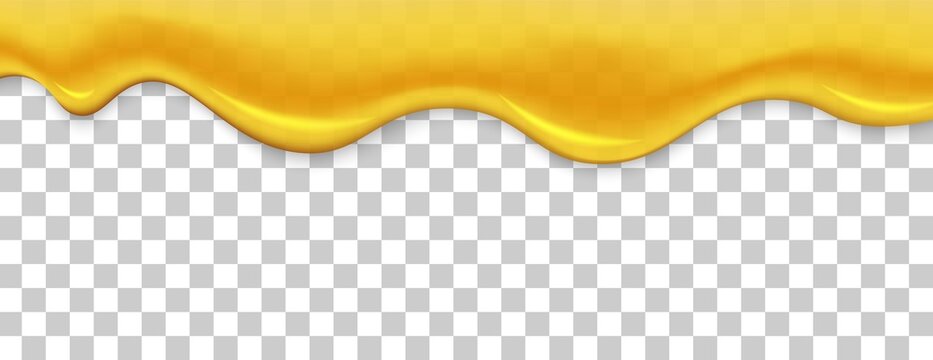 Dripping honey, syrip melt or caramel liquid. Vector candy realistic drop