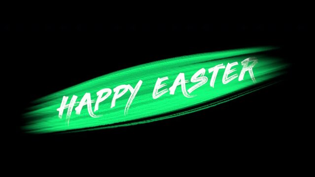 Happy Easter with green brushes, motion holidays and promo style background