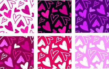 Beautiful heart pattern background. Love you, Happy Valentine's Day - template design. Heart background art.