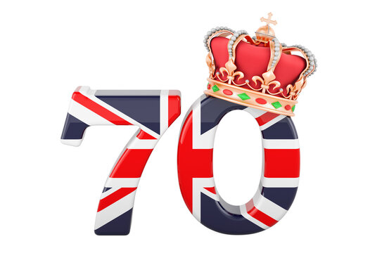 Platinum Jubilee of Elizabeth II, 70th anniversary of the accession of Queen Elizabeth II , 3D rendering