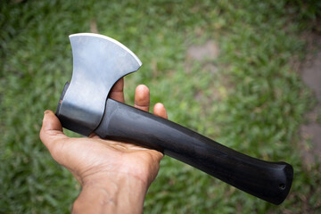 compact axe with ebony wood handle