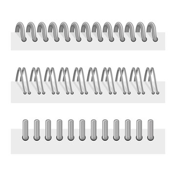 Realistic Iron Spiral Ring Binders Set. Vector