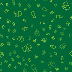 Set line Lock repair, on computer monitor and on seamless pattern. Vector