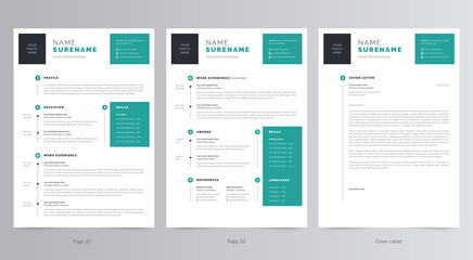 Professional Resume/CV and Cover Letter Template - obrazy, fototapety, plakaty