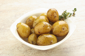 Boiled baby potato in the bowl