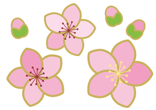 桃の花アイコンイラスト02