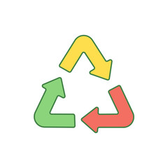 Go green recycle icon. Go green triangle arrow icon in color icon, isolated on white background 