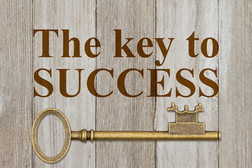 The key to success quote with old retro skeleton key