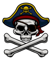 Pirate Hat Skull and Crossbones Cartoon