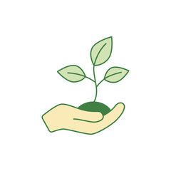 growth leaves plant in hands icon in color icon, isolated on white background 