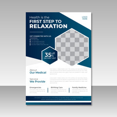 Corporate Health care cover template design for a report and medical brochure cover design layout background, vector template in A4 size for print