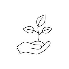 growth leaves plant in hands icon line style icon, style isolated on white background