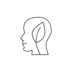 Leaf human head icon. Green mind icon line style icon, style isolated on white background