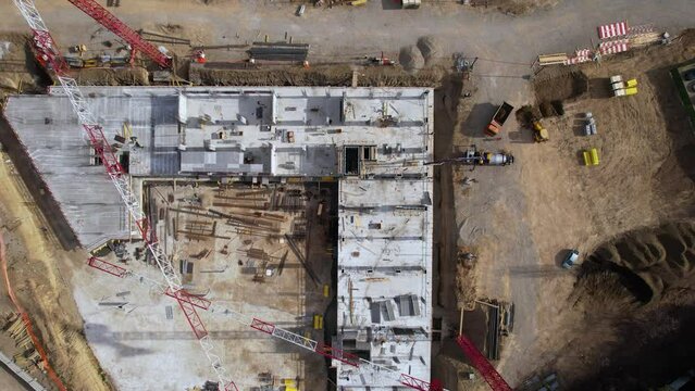 Building construction and heavy equipment aerial