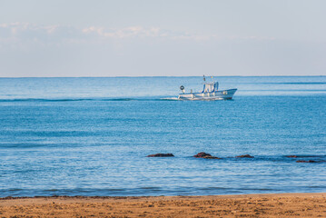 Panorama of Mediterranean Sea from Donnalucata, Scicli, Ragusa, Sicily, Italy, Europe