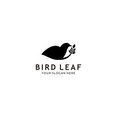 Bird leaf logo design icon vector illustration